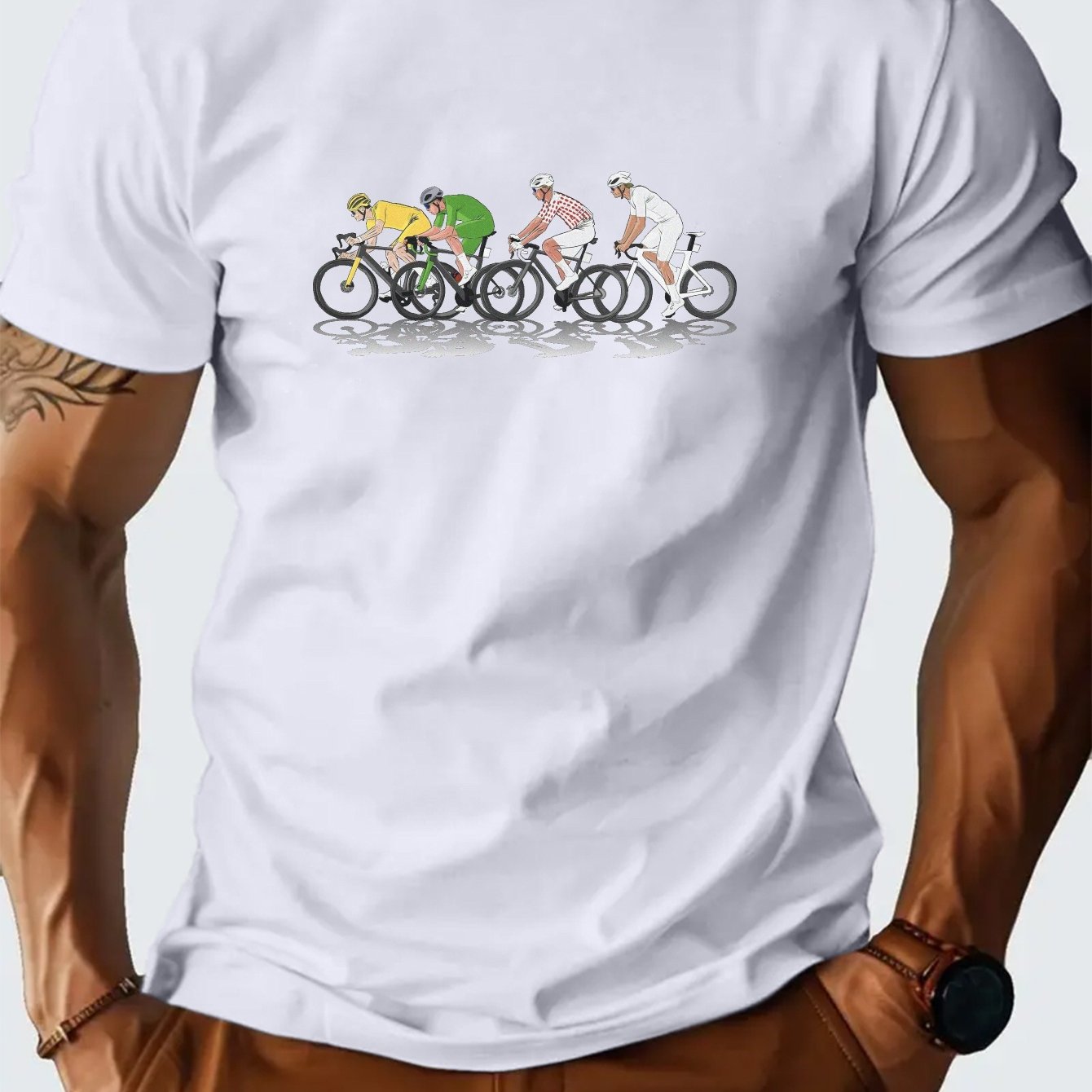 Vintage Cycling Gear - 프랑스 사이클링 레이싱 티셔츠 남성 여름