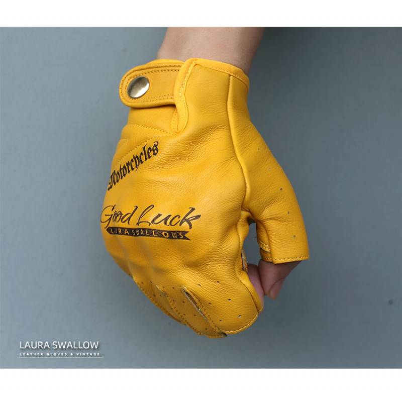여름용 노란색 소가죽 하프핑거 오토바이 장갑 오픈핑거  - Yellow Cycling Gear 리뷰 및 가격